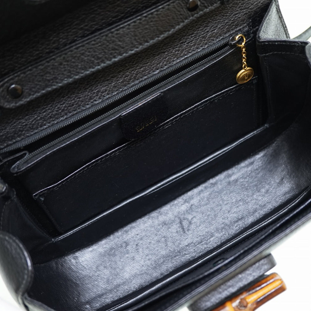 GUCCI Handbag 000 46 0633 leather black Bamboo Women Used