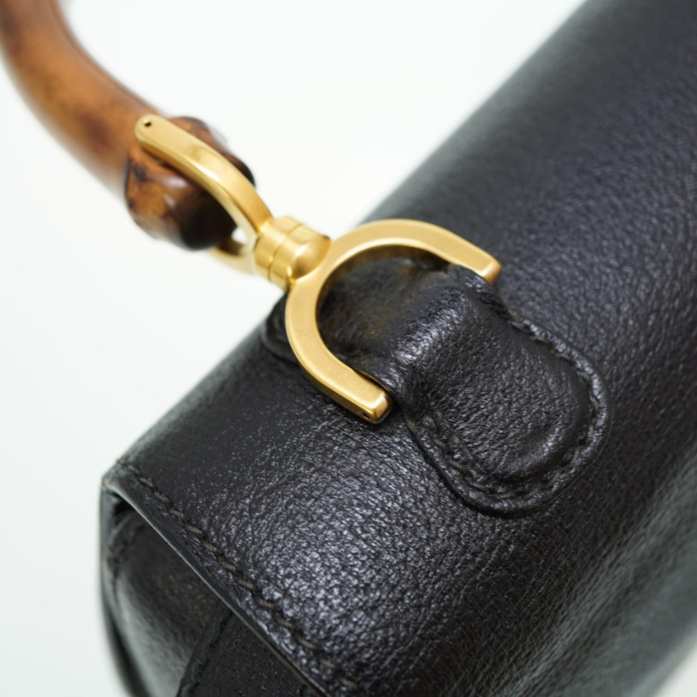 GUCCI Handbag 000 46 0633 leather black Bamboo Women Used