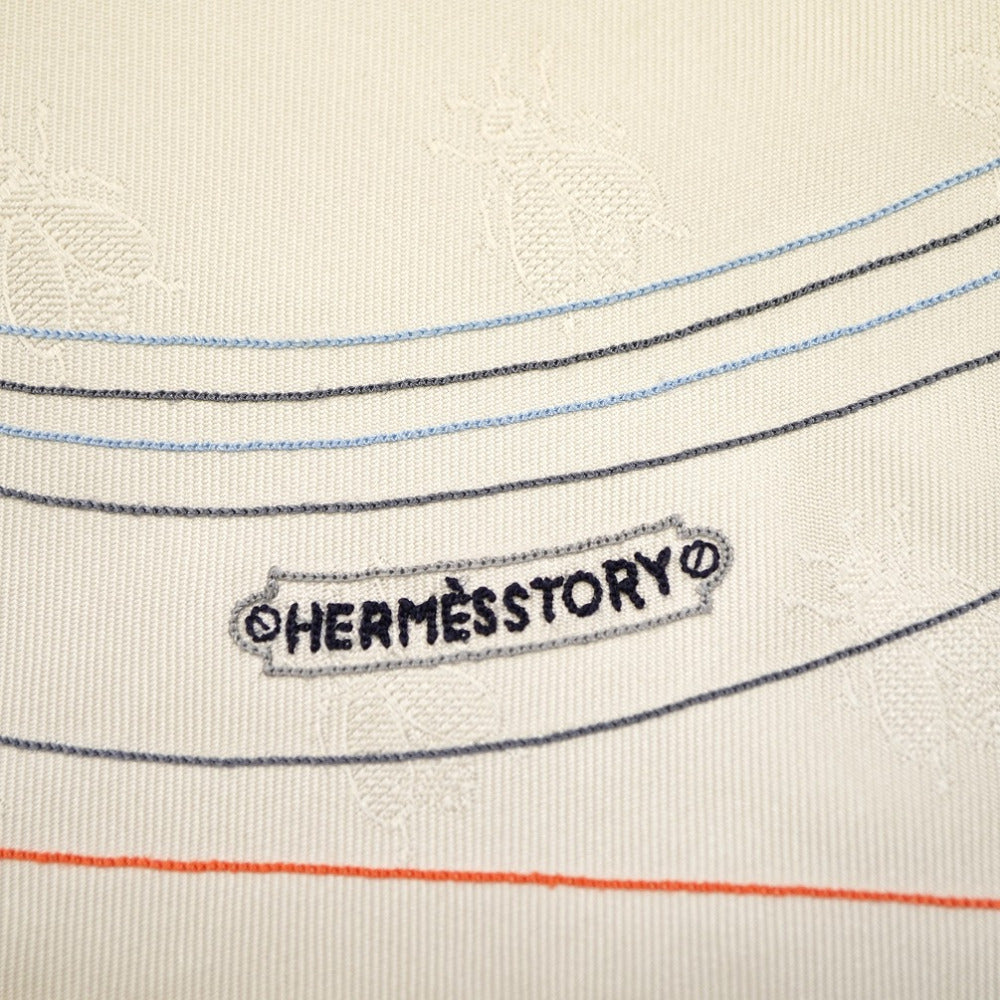 HERMES scarf silk Ivory hermes story Triangle scarf Carre