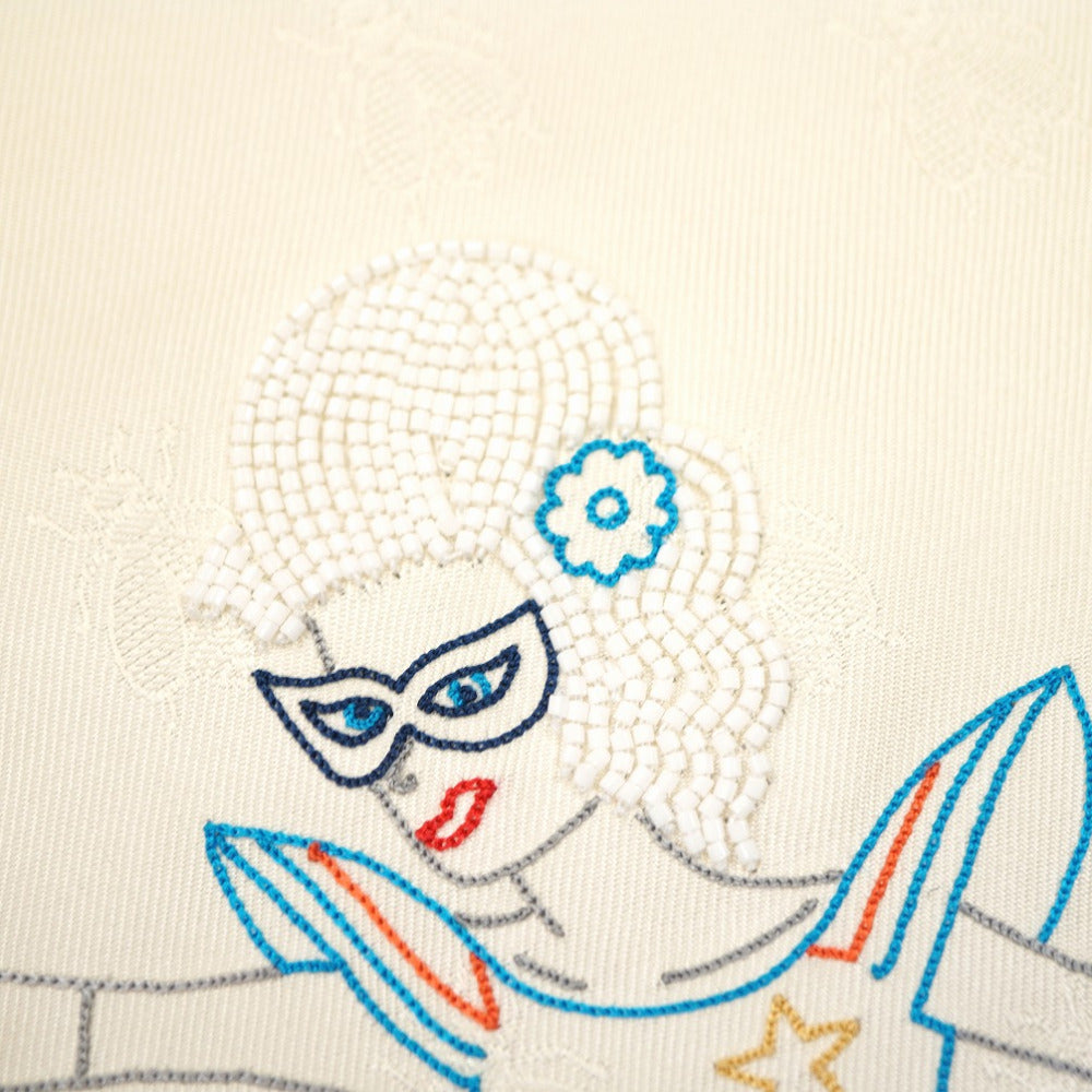 HERMES scarf silk Ivory hermes story Triangle scarf Carre