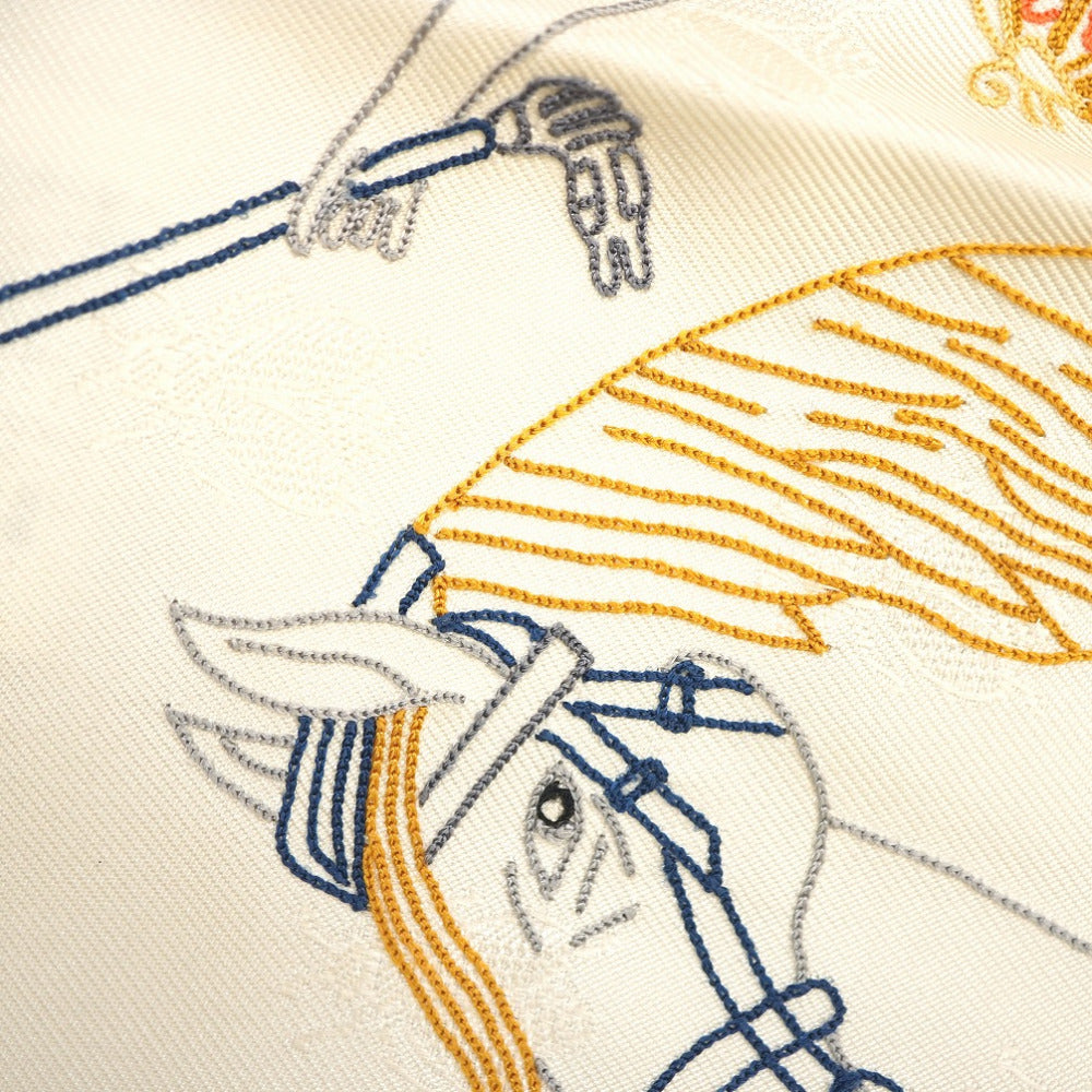 HERMES scarf silk Ivory hermes story Triangle scarf Carre