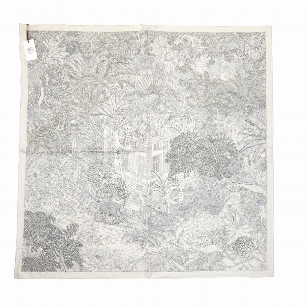 HERMES scarf silk gray Faubourg Tropical Faubourg Tropical Carre90