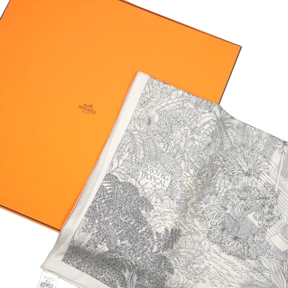 HERMES scarf silk gray Faubourg Tropical Faubourg Tropical Carre90