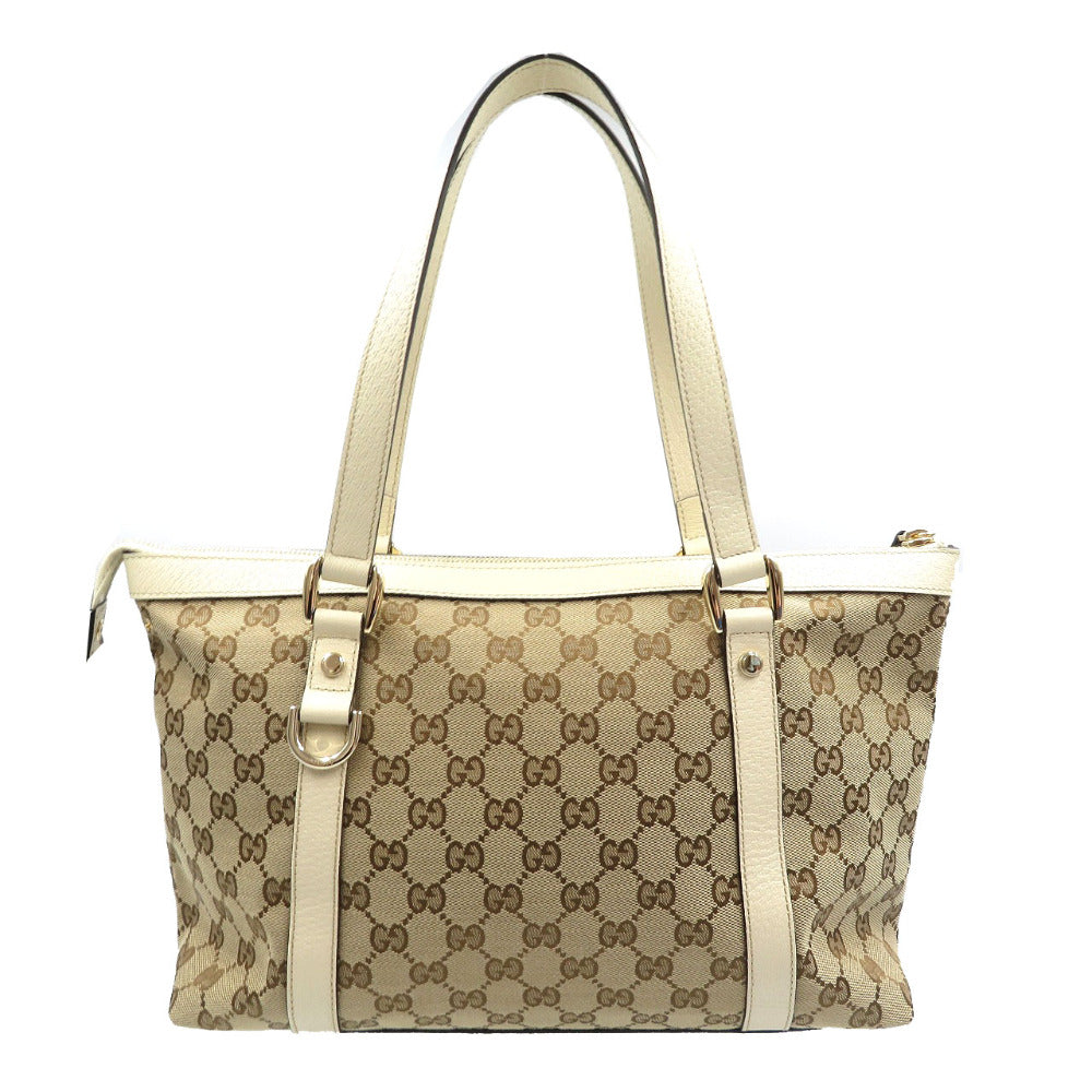 GUCCI Tote Bag 141470 GG canvas, leather beige Abbey line Women Used