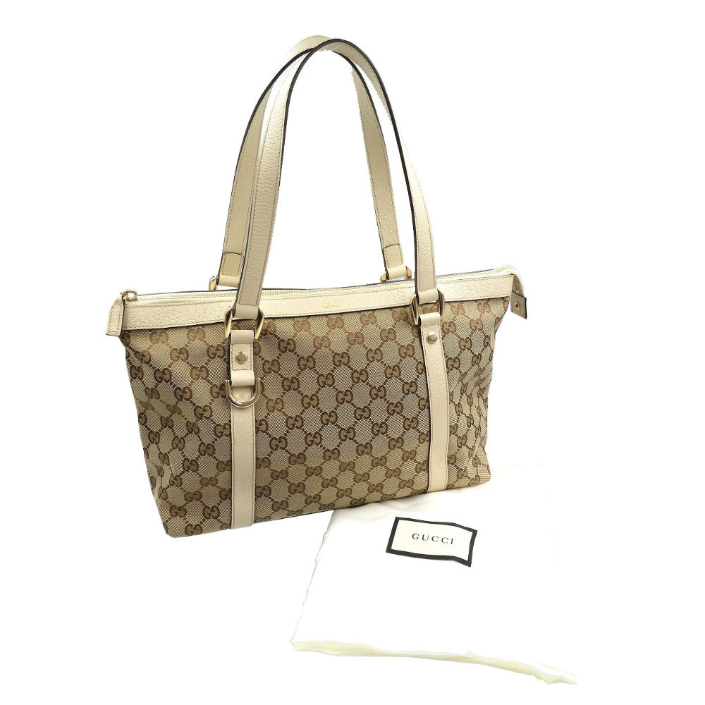 GUCCI Tote Bag 141470 GG canvas, leather beige Abbey line Women Used