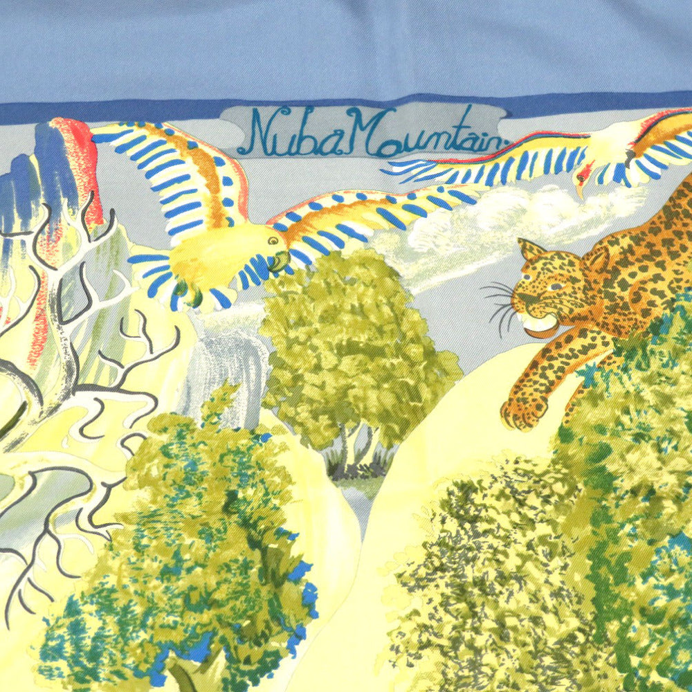 HERMES scarf silk blue Carre90 NUBA MOUNTAIN Nuba Mountain