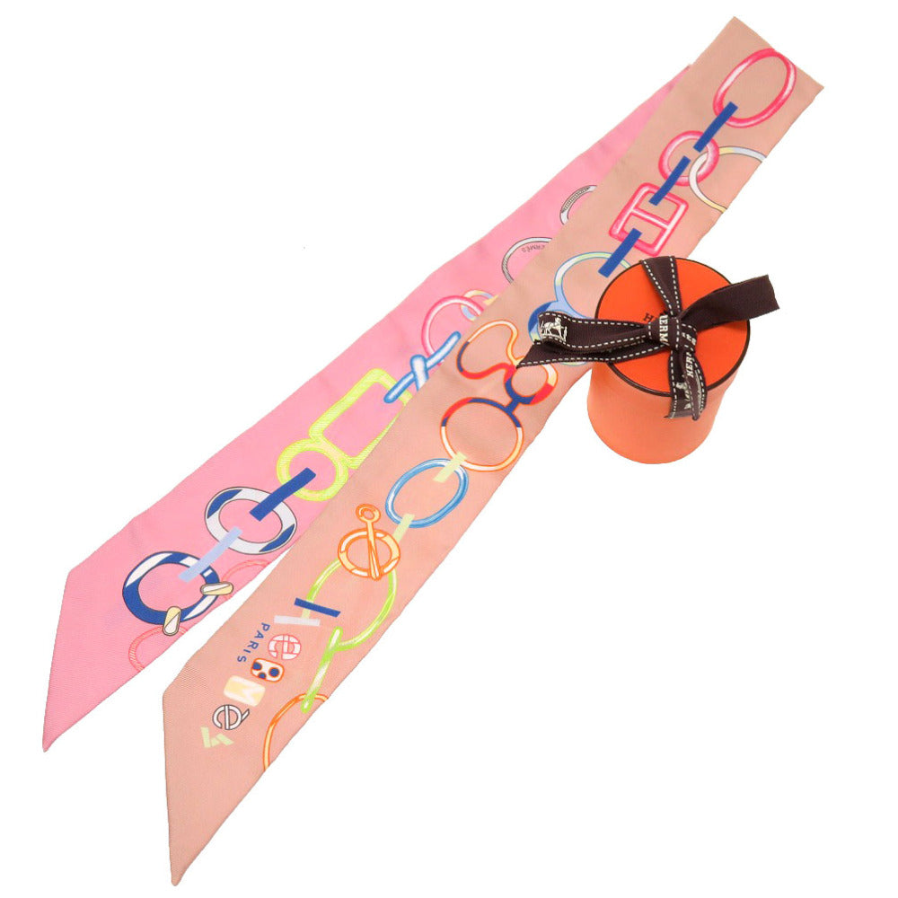 HERMES scarf silk Rose poodle Twilly DO RE BOUCLES