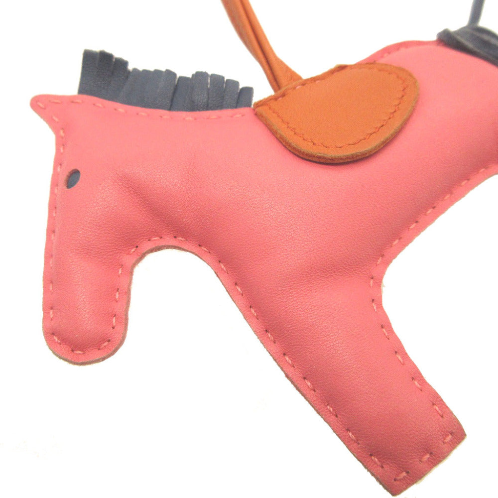 HERMES key ring leather Rose azare Bag charm Rodeo Charm MM Women Used