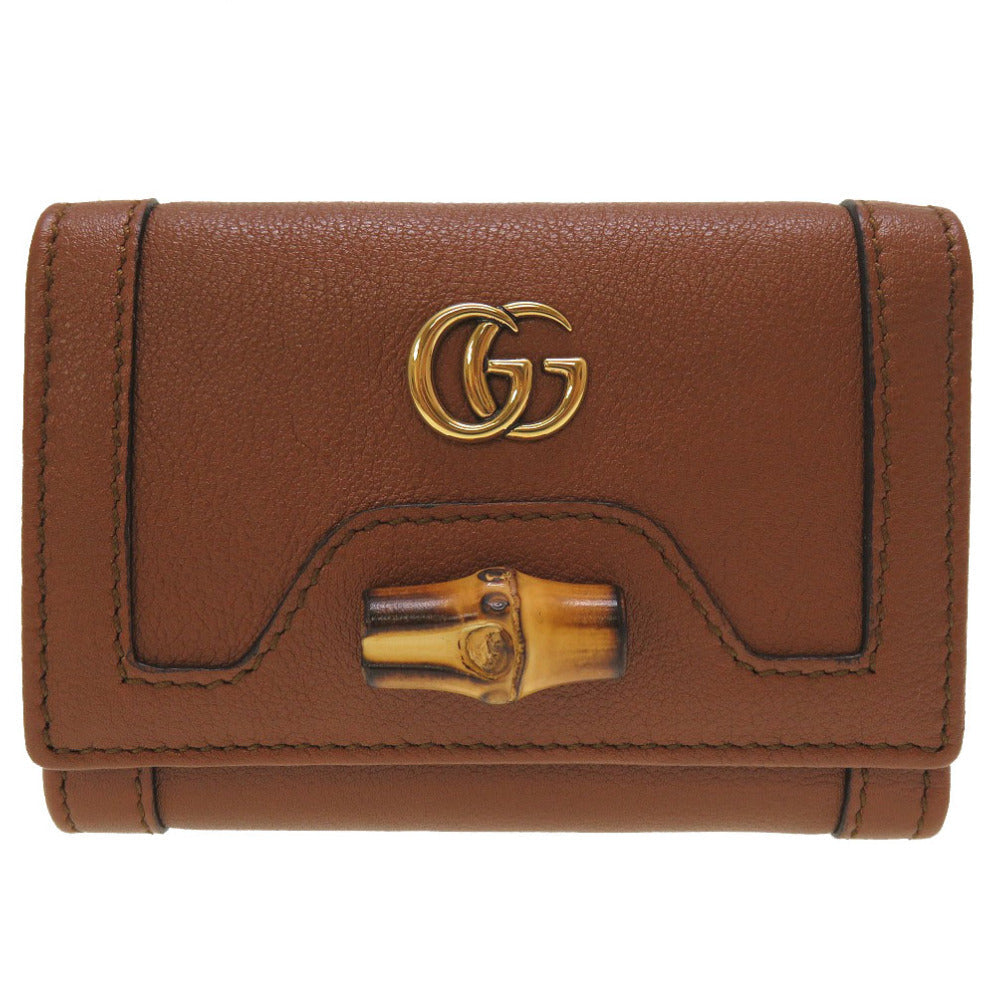GUCCI Tri-fold wallet 658633 Bamboo Brown Diana medium mens Used