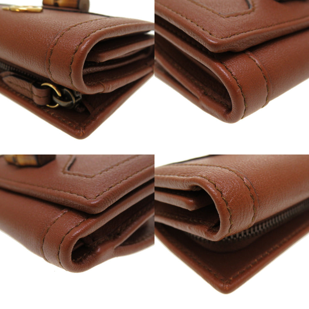 GUCCI Tri-fold wallet 658633 Bamboo Brown Diana medium mens Used