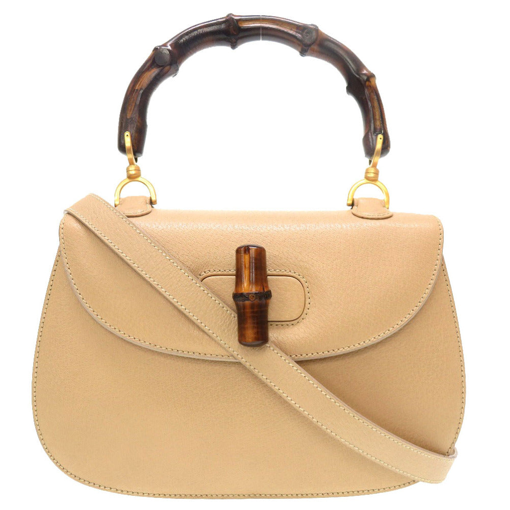 GUCCI Handbag Bamboo beige 2WAY Women Used