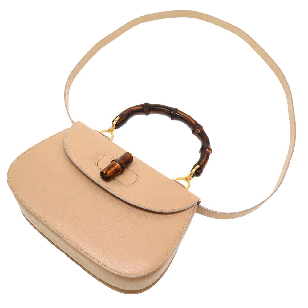 GUCCI Handbag Bamboo beige 2WAY Women Used