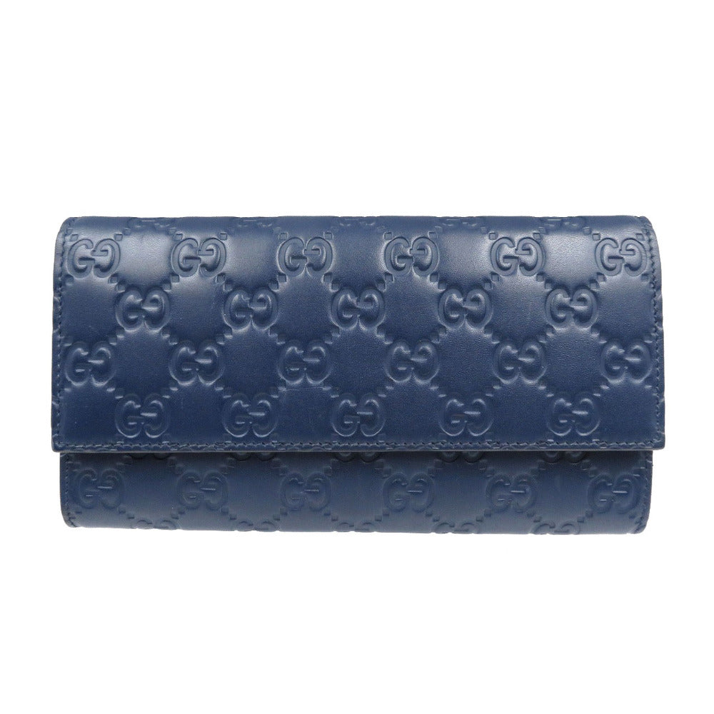 GUCCI Long Wallet Purse 410100 leather Navy Guccisima Women Used