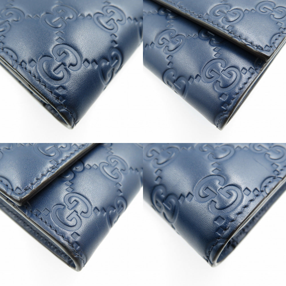 GUCCI Long Wallet Purse 410100 leather Navy Guccisima Women Used