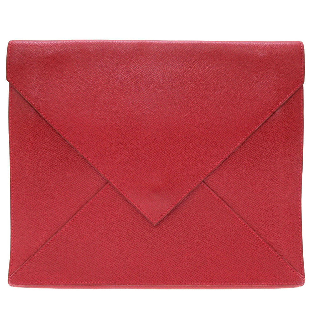 HERMES Clutch bag Courchevel Red vintage mens Used