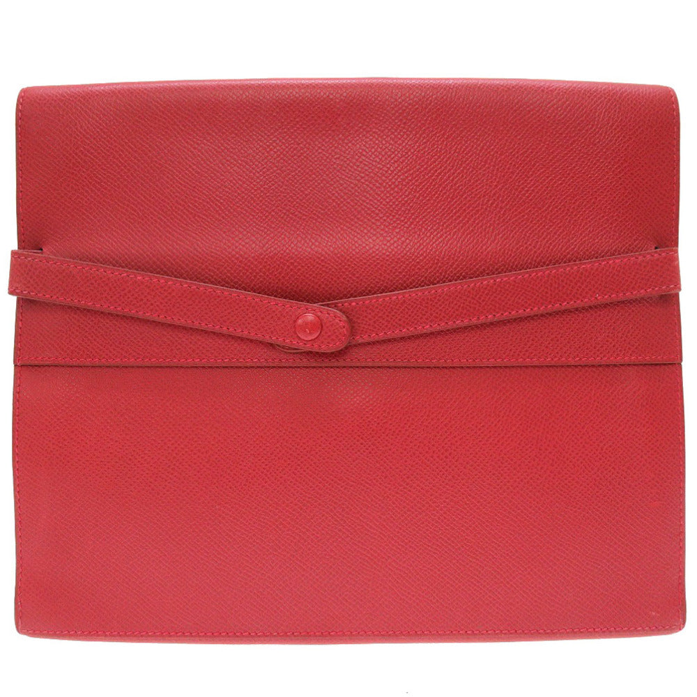 HERMES Clutch bag Courchevel Red vintage mens Used
