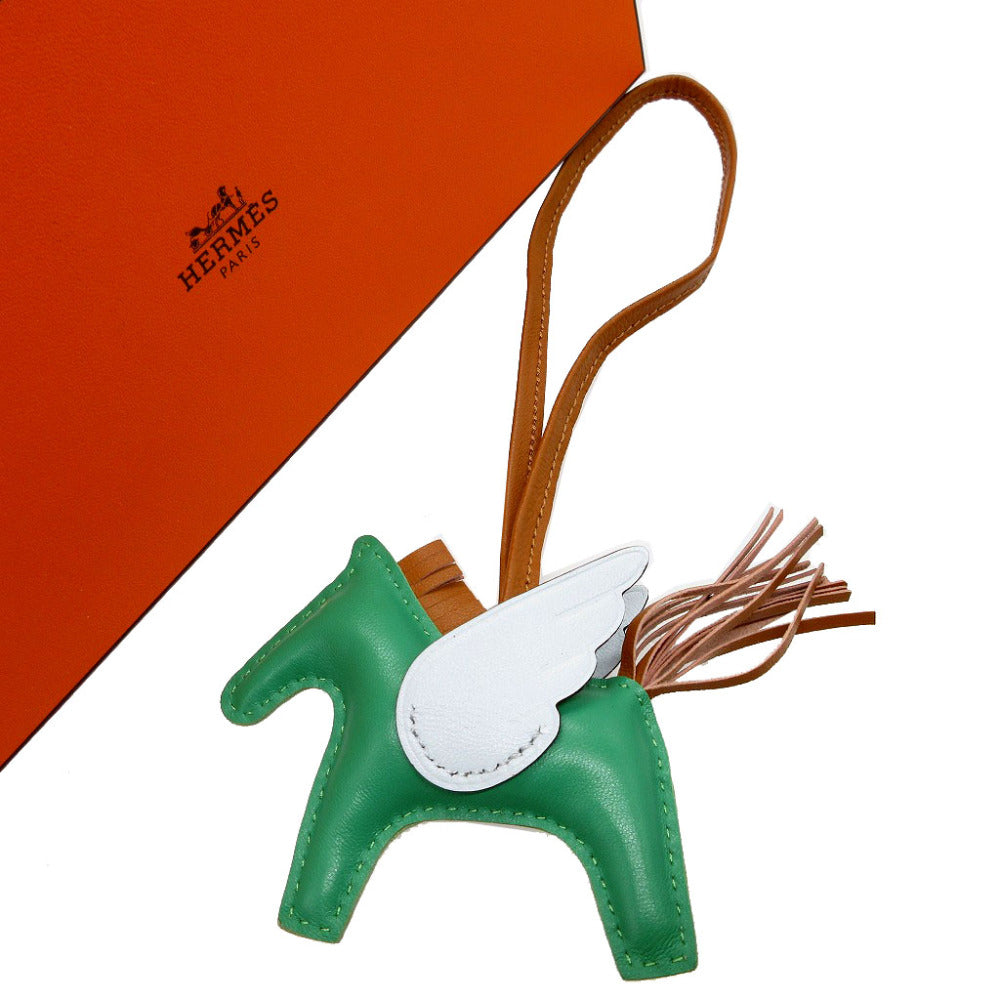 HERMES key ring leather mint Bag charm Rodeo Pegasus Charm PM Women Used