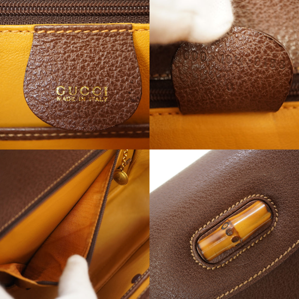 GUCCI Handbag leather Brown Bamboo Women Used