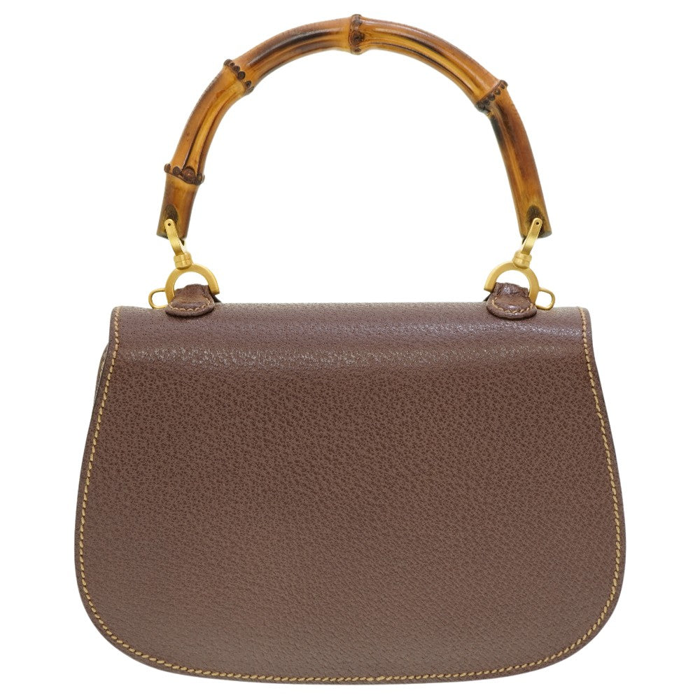 GUCCI Handbag leather Brown Bamboo Women Used
