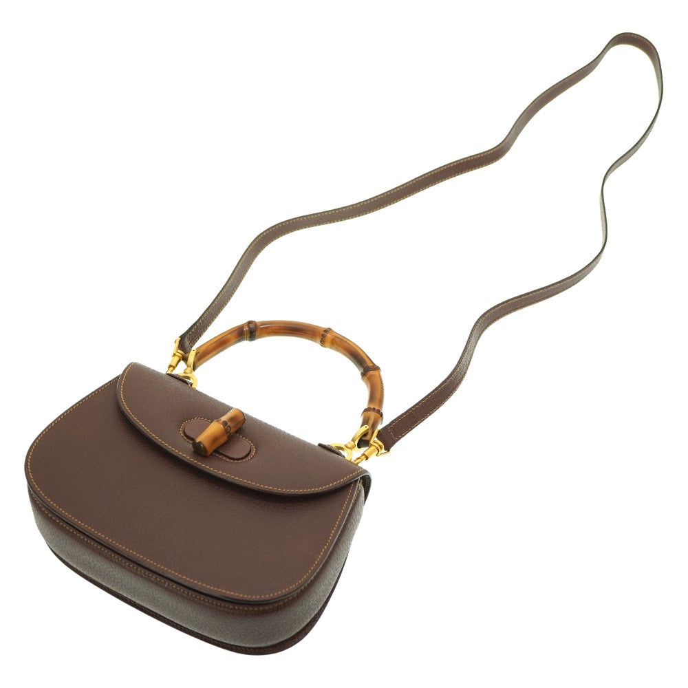 GUCCI Handbag leather Brown Bamboo Women Used