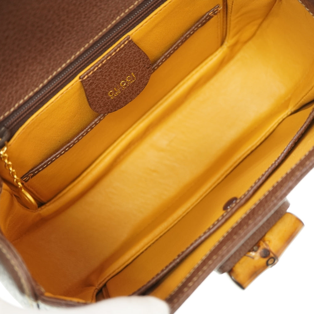 GUCCI Handbag leather Brown Bamboo Women Used