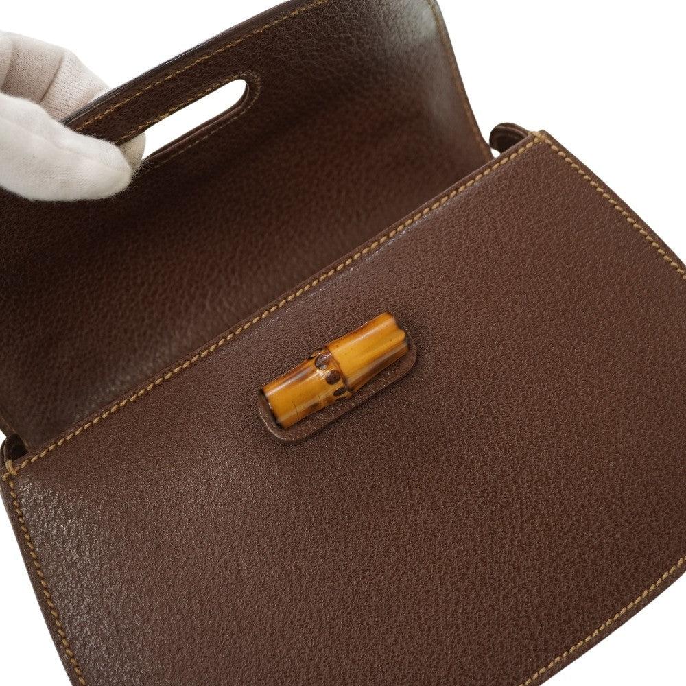 GUCCI Handbag leather Brown Bamboo Women Used