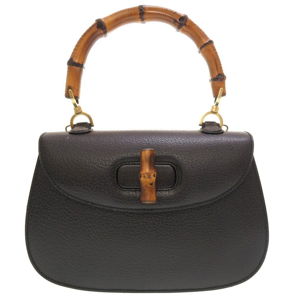 GUCCI Handbag 000 2113 0633 Bamboo, Leather black Women Used