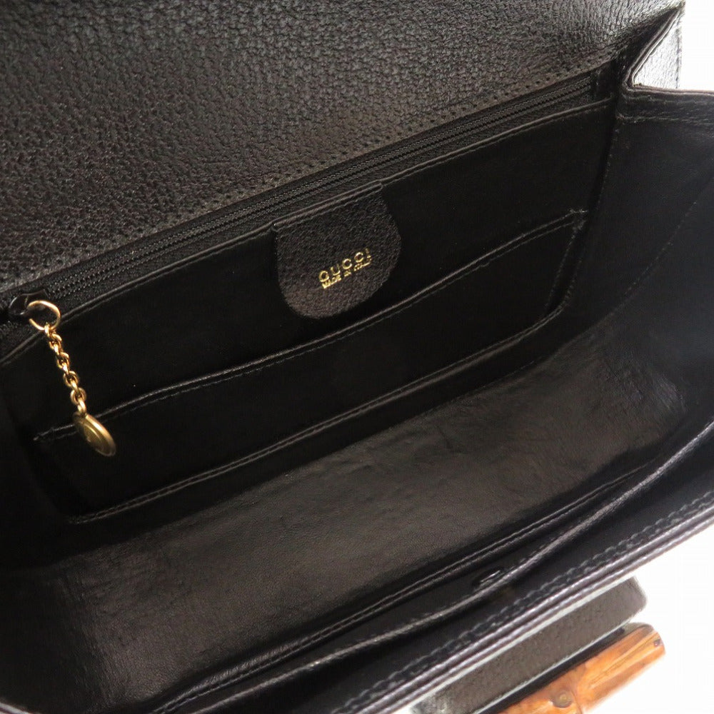 GUCCI Handbag 000 2113 0633 Bamboo, Leather black Women Used