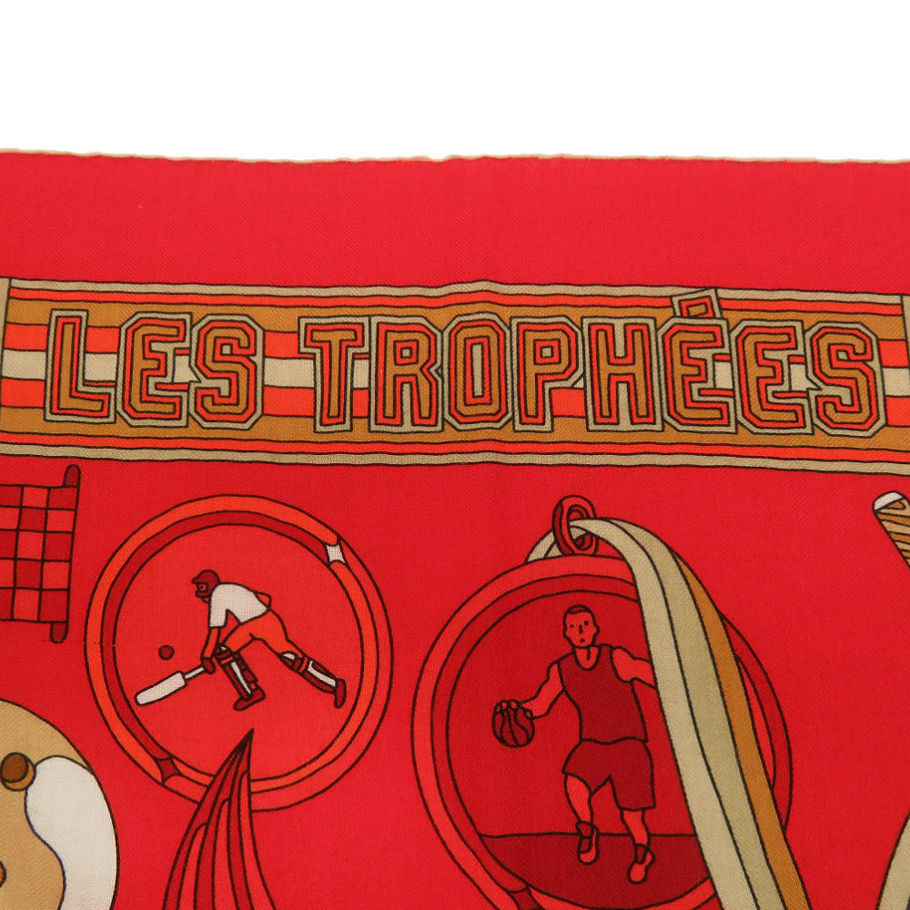 HERMES scarf Cashmere, Silk Red Carre140 LES TROPHEES Trophy Women Used