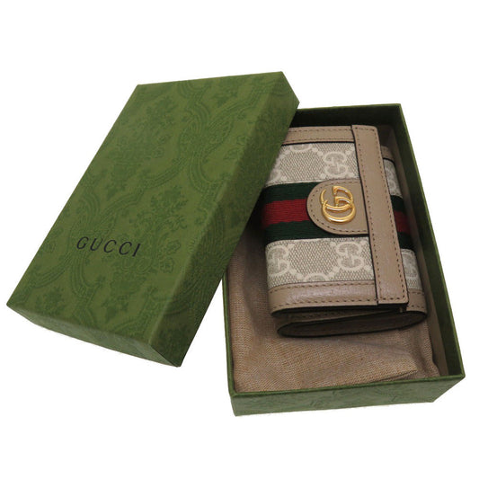 GUCCI Tri-fold wallet 735099 GG canvas beige Ofidia Women Used