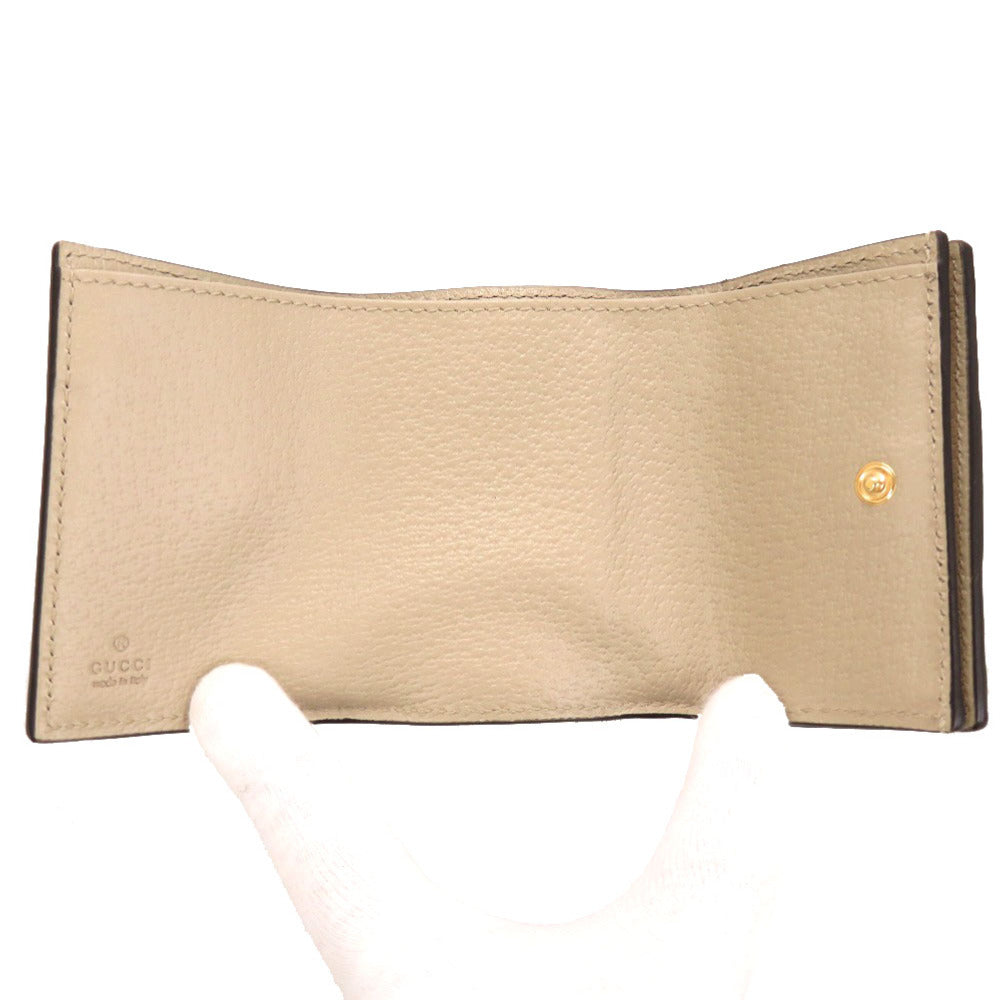 GUCCI Tri-fold wallet 735099 GG canvas beige Ofidia Women Used