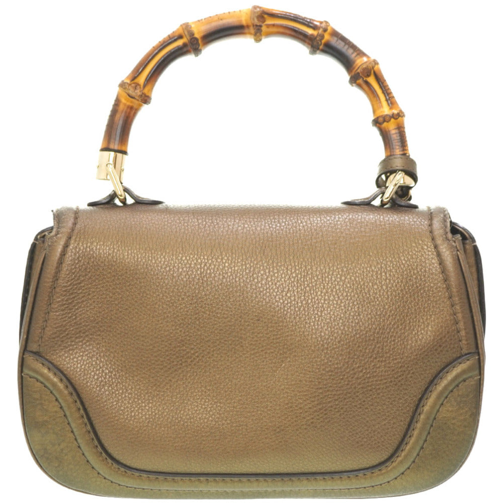 GUCCI Handbag 254884 leather gold New Bamboo Women Used