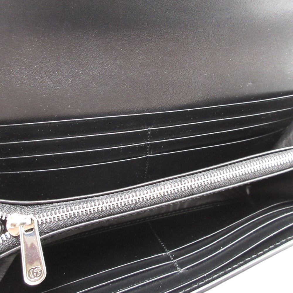 GUCCI Long Wallet Purse 762167 leather black Two fold mini john double Women(Unisex) Used