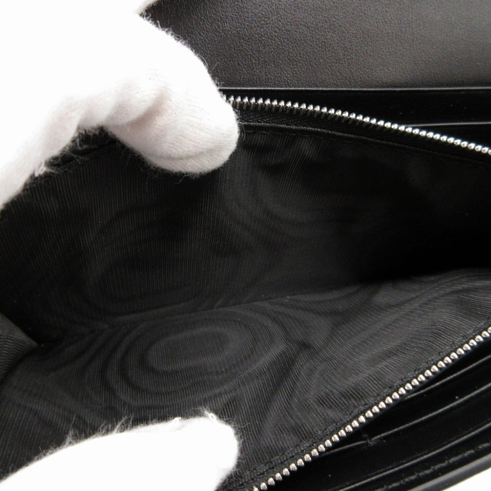 GUCCI Long Wallet Purse 762167 leather black Two fold mini john double Women(Unisex) Used