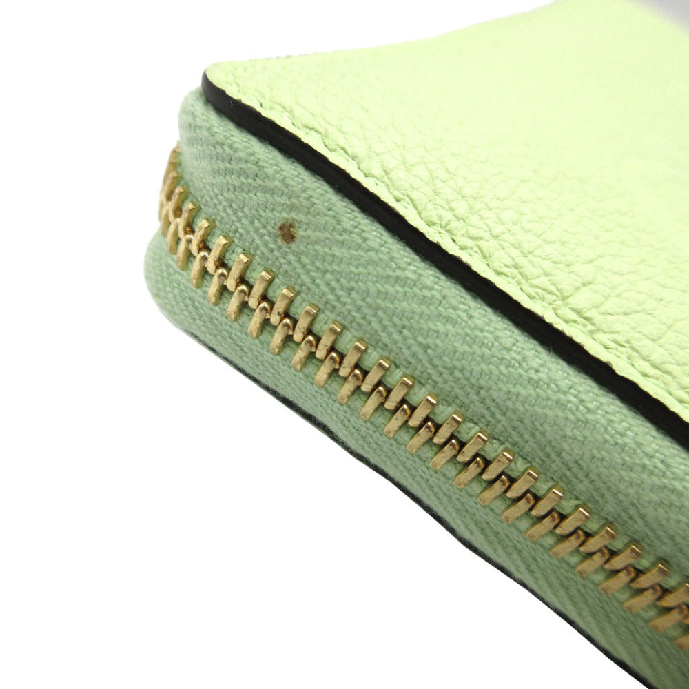 GUCCI Long Wallet Purse 658691 leather Light green Zip Around logo Women Used
