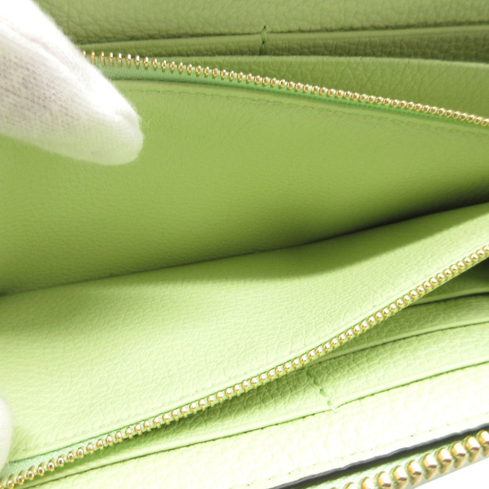 GUCCI Long Wallet Purse 658691 leather Light green Zip Around logo Women Used