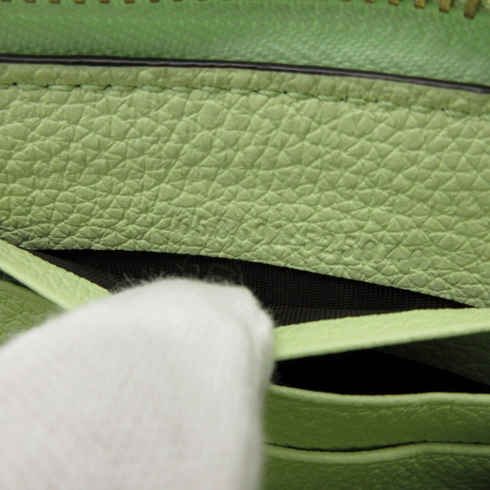 GUCCI Long Wallet Purse 658691 leather Light green Zip Around logo Women Used