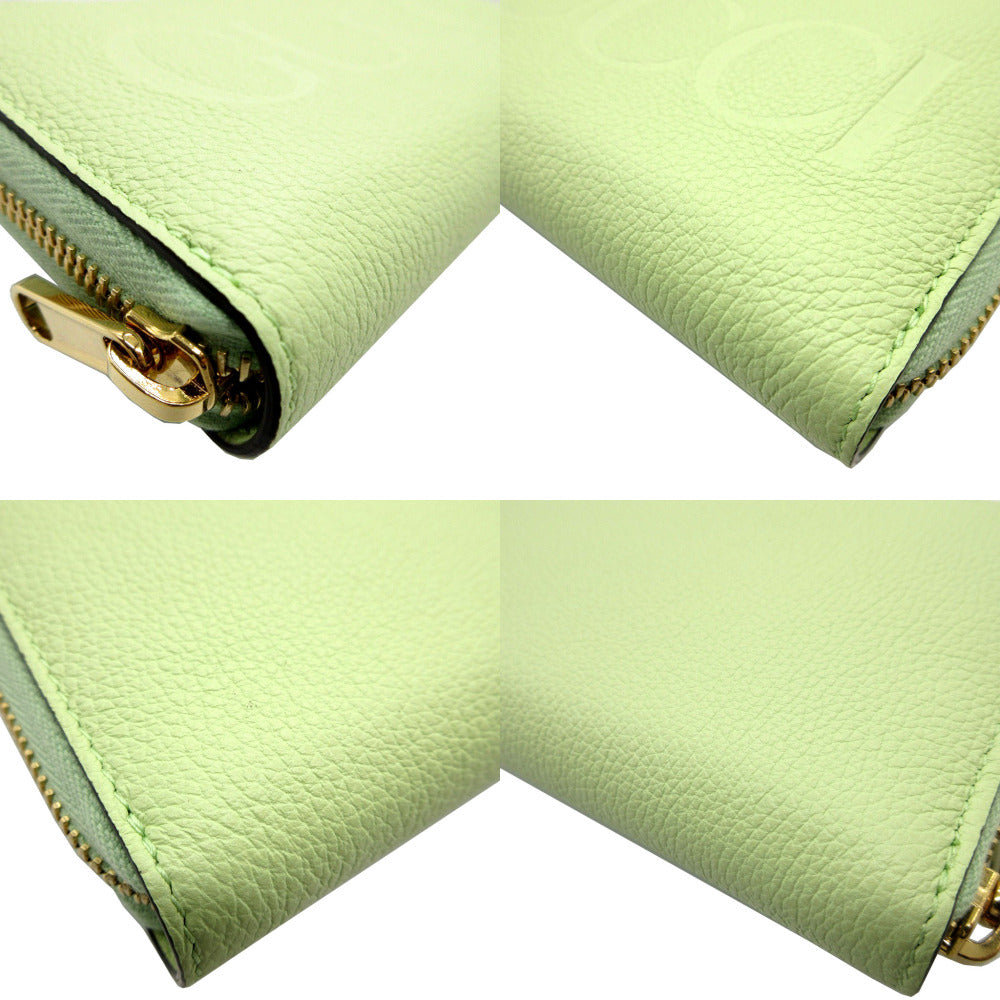 GUCCI Long Wallet Purse 658691 leather Light green Zip Around logo Women Used