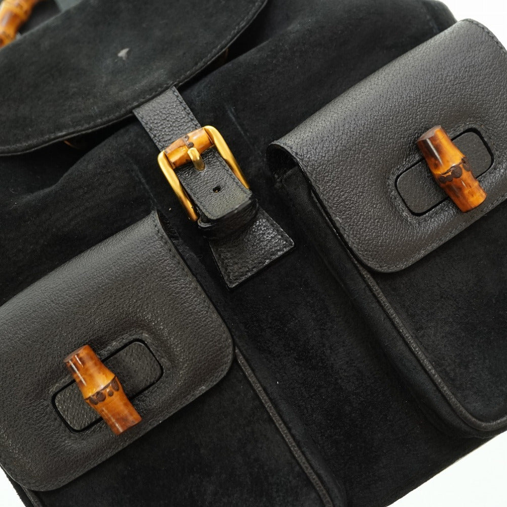 GUCCI Backpack Suede black Bamboo Women Used