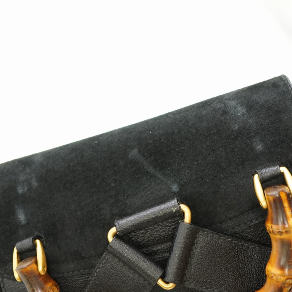 GUCCI Backpack Suede black Bamboo Women Used