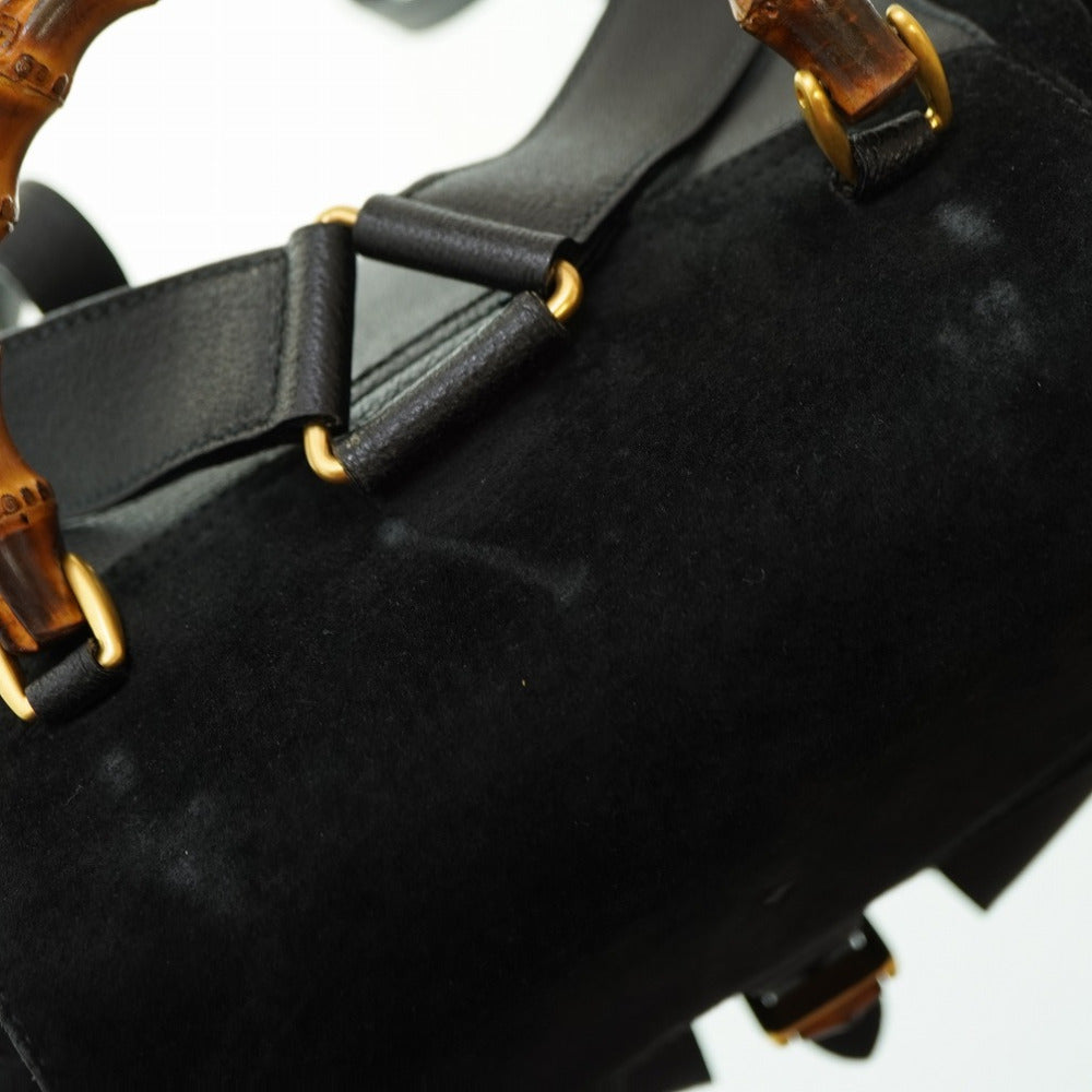 GUCCI Backpack Suede black Bamboo Women Used