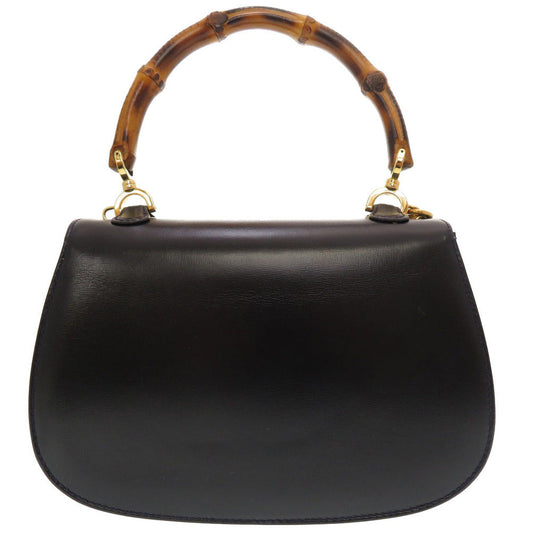 GUCCI Handbag 000 2046 0188 Bamboo, Leather Navy Women Used
