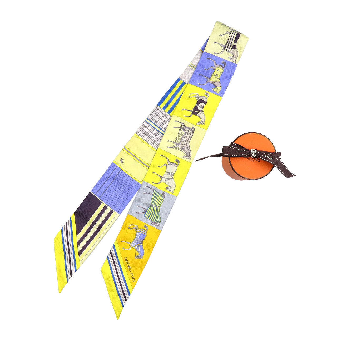 HERMES scarf silk yellow Twilly