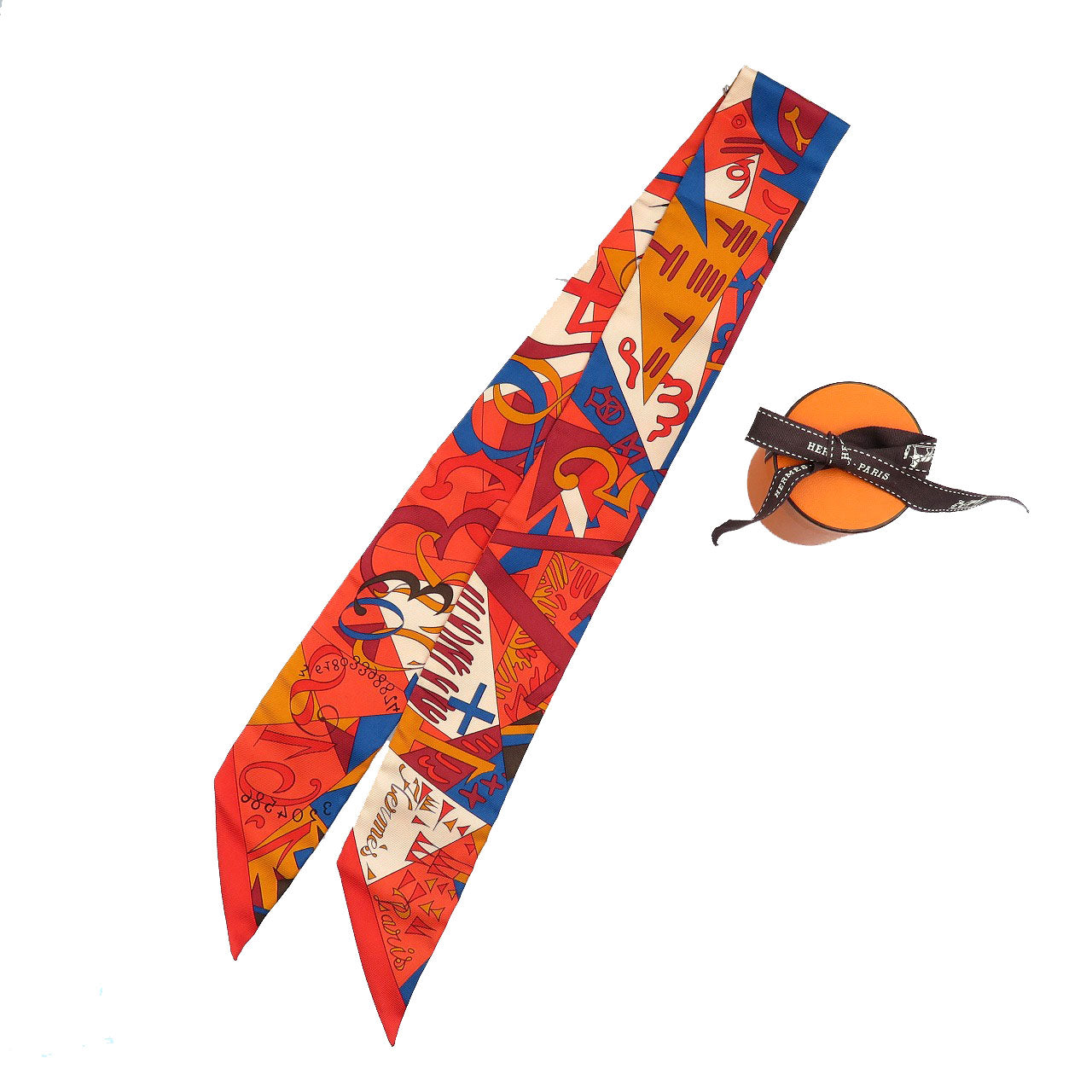 HERMES scarf silk Rouge Twilly