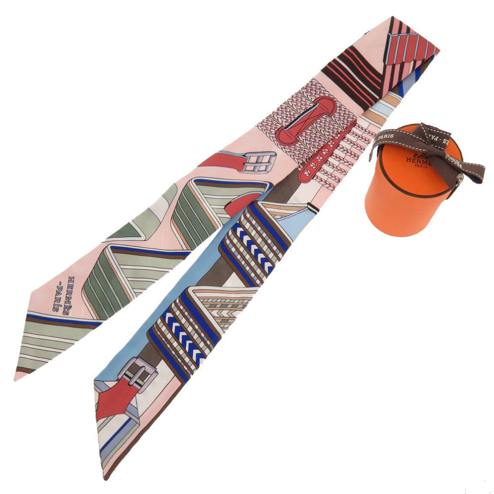 HERMES scarf silk Rose poodle Twilly zigzag sangles