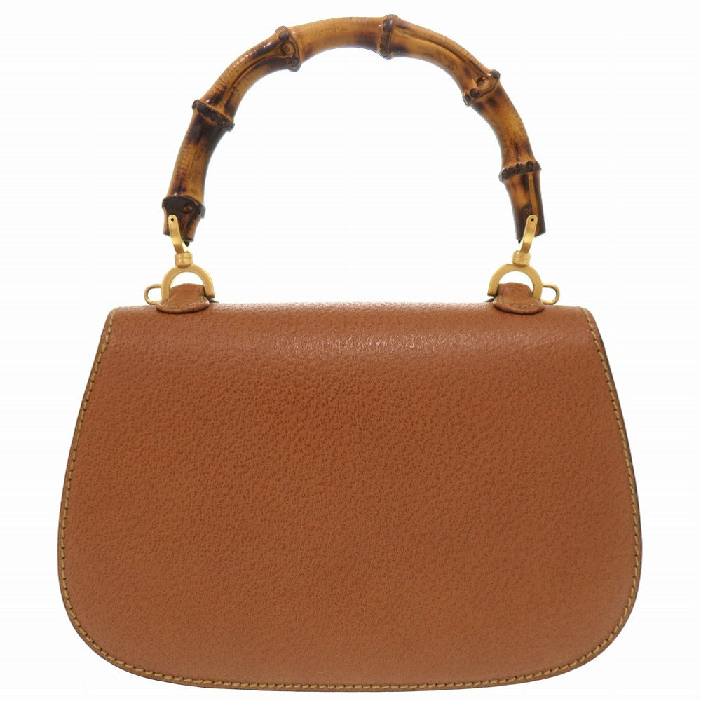 GUCCI Handbag 000 2046 0188 Bamboo Brown 2WAY Women Used