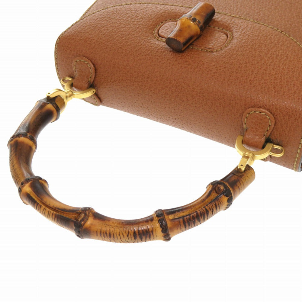 GUCCI Handbag 000 2046 0188 Bamboo Brown 2WAY Women Used