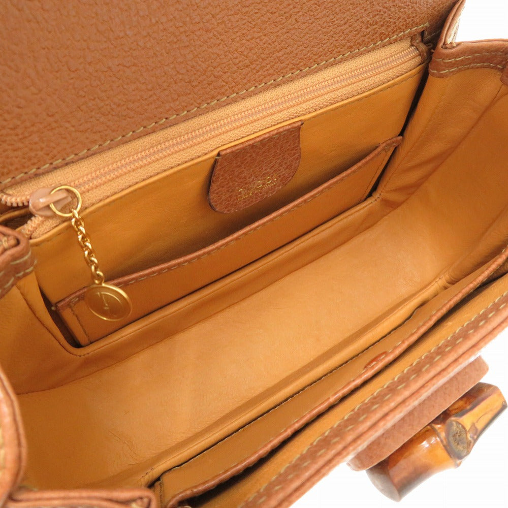 GUCCI Handbag 000 2046 0188 Bamboo Brown 2WAY Women Used