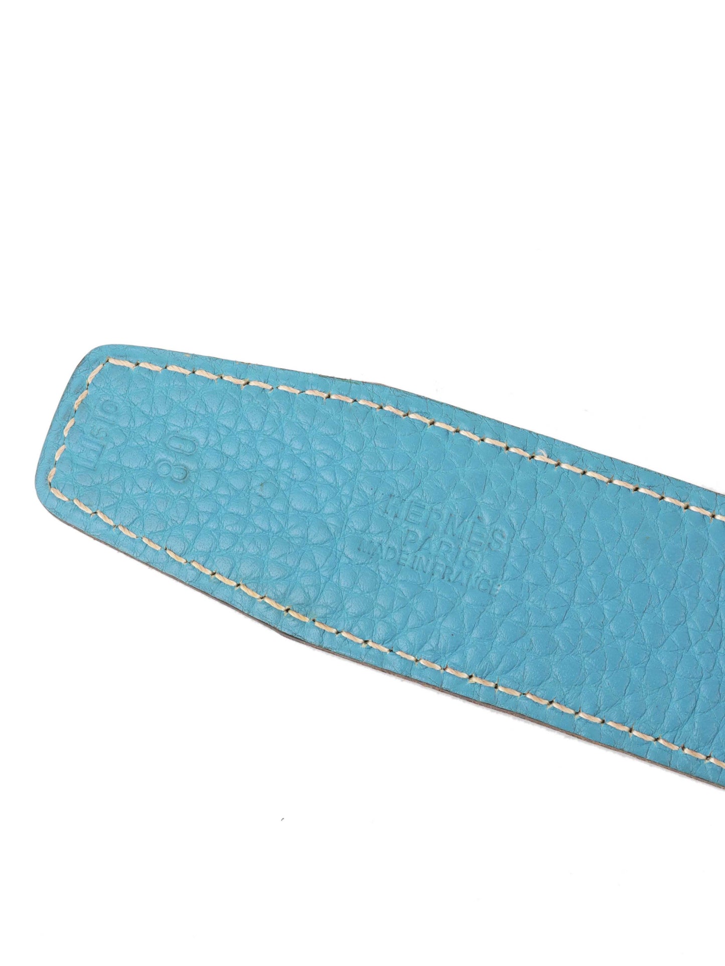 Hermes Bleu Jean/Noir Leather H Belt.