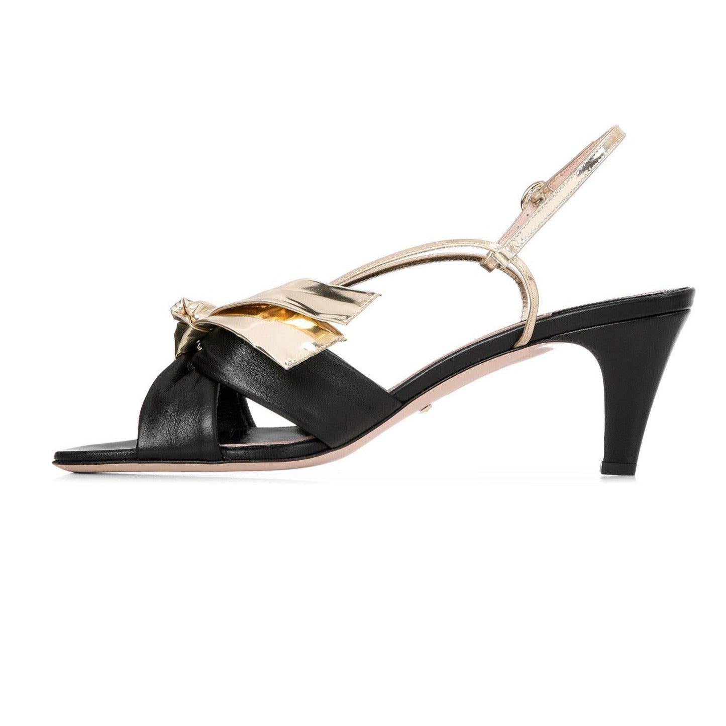 Gucci Leather Mid-heel Sandal With Bow in Black